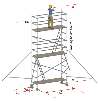 Aluminum rolling tower 75 × 250 cm R-311004 Tobler AG