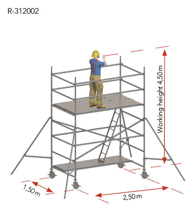 Aluminum rolling tower 150 × 250 cm R-312002 Tobler AG