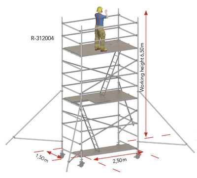 Aluminum rolling tower 150 × 250 cm R-312004 Tobler AG